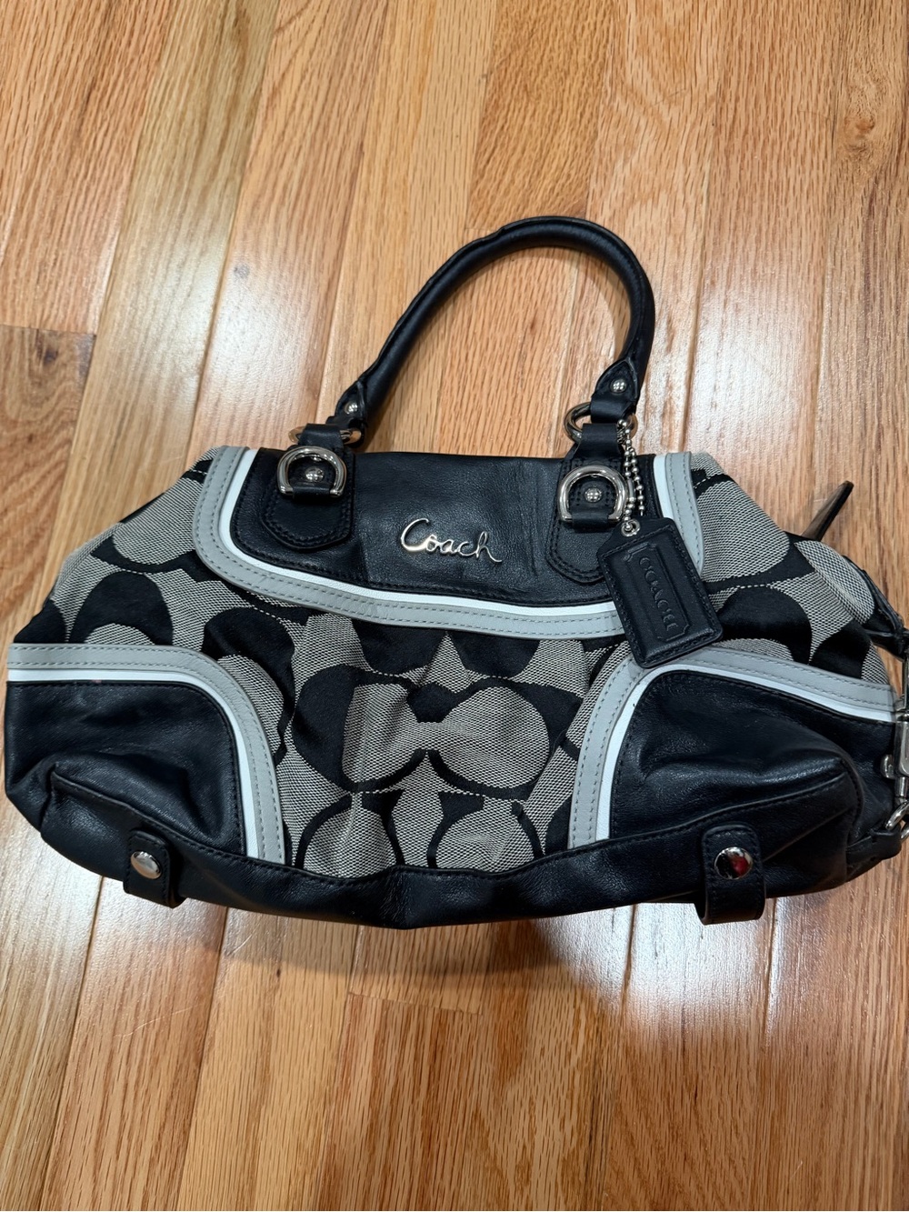 Coach Black and Gray Signature Dome Satchel